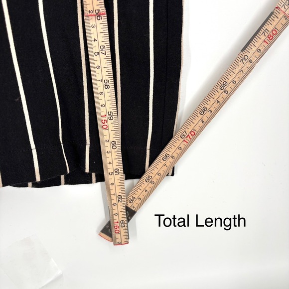 Reformation Weston Striped‎ Jumpsuit Sz 0 Wide Leg Black Beige Mesh Tag Tailored - Picture 8 of 16